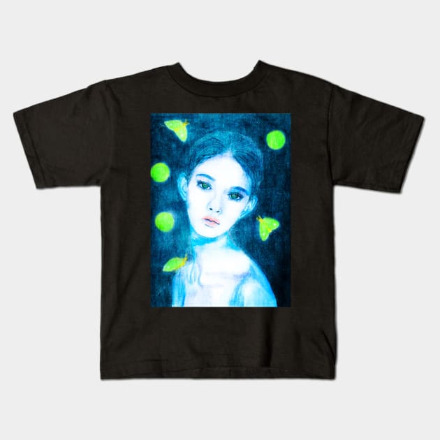 Moth Girl Kids T-Shirt by teenamarie23art